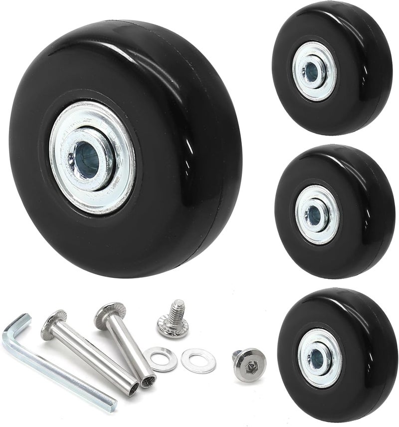 Suiwotin 4pcs 50 x 18mm Luggage Wheels Replacement, Black Rubber Suitcase Wheels Replacement Repair Kit, Smooth Luggage Replacement Parts for Carry-on Roller Bag, Suitcase Bag, Trolley Bag - Image 1